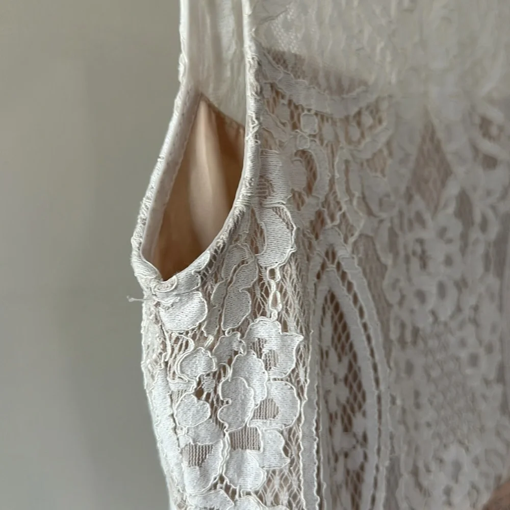 Rare Editions Big Girls 10 Lace Bodice Beaded Waist Belt Mesh Cascade Dress EUC